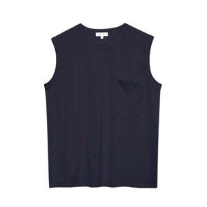 Demylee Debby T Shirt Top Womens XS Navy Blue Crew Neck Pima Cotton Sleeveless